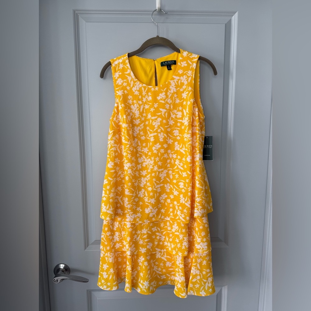 NWT Ralph Lauren Floral Layered Dress - Yellow